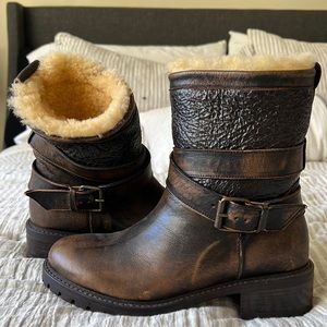 Ross & Snow ‘Emilina’ Shearling Moto Boot